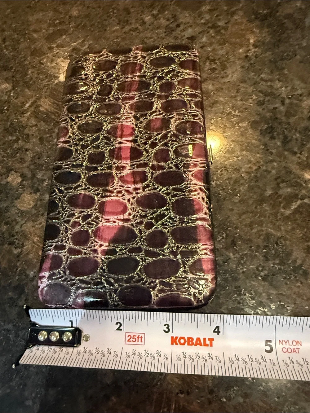 Source Unknown Hard Case Purple Croc-Embossed Wristlet Clutch
